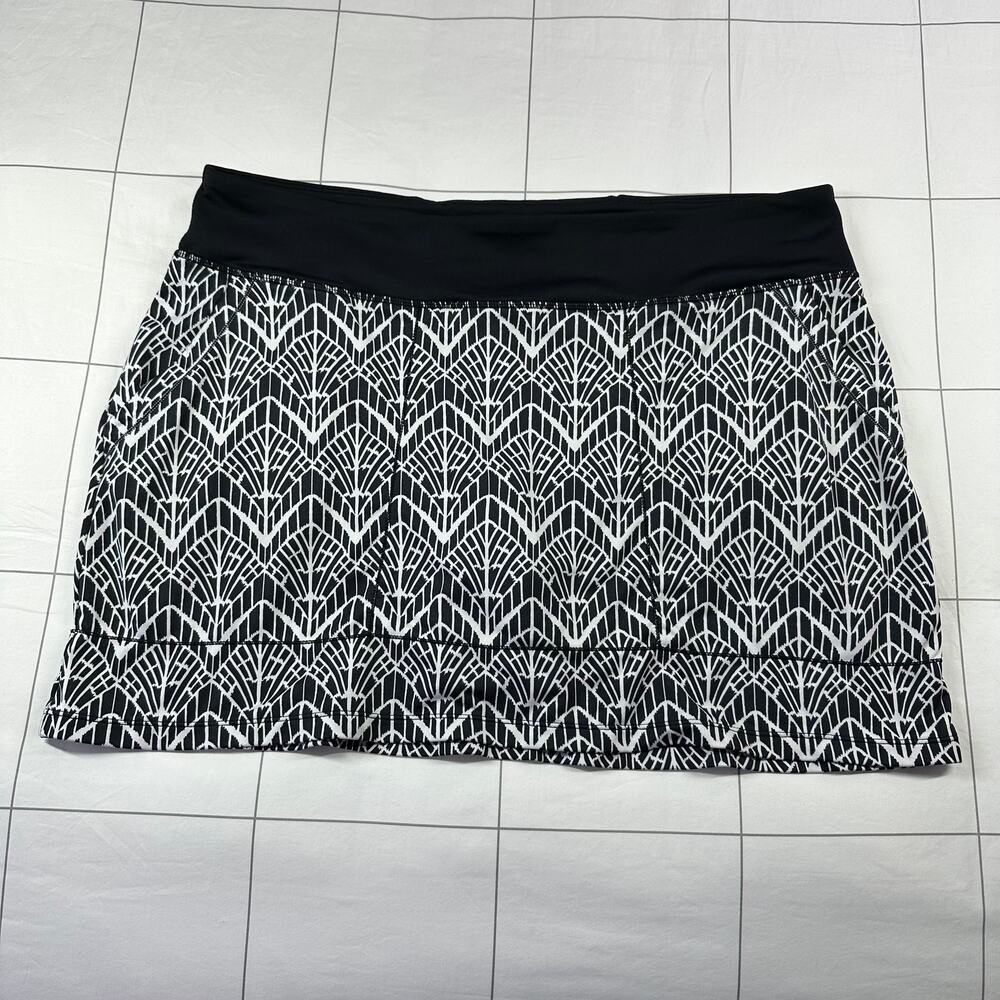 Title Nine Skort Womens XL Black White Printed Pull On Athletic Active Mini Golf